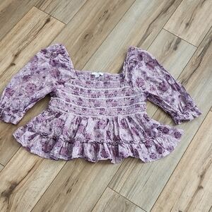 American Eagle Outfitters Lavender Smocked Top Women's Size Large
